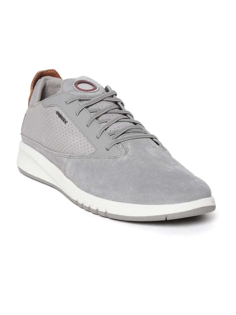 Buy Geox Men Grey Suede Leather Sneakers with Perforation Detail Casual Shoes for Men 10030381 Myntra