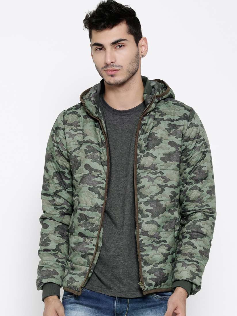 Buy Flying Machine Green Hooded Camouflage Print Jacket Jackets for Men 1003723 Myntra