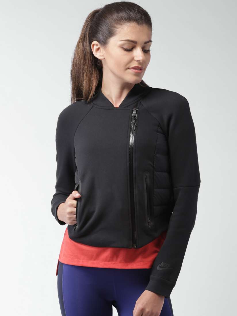 Buy Nike Black Tech FLC Aeroloft Moto Jacket Jackets for Women Myntra