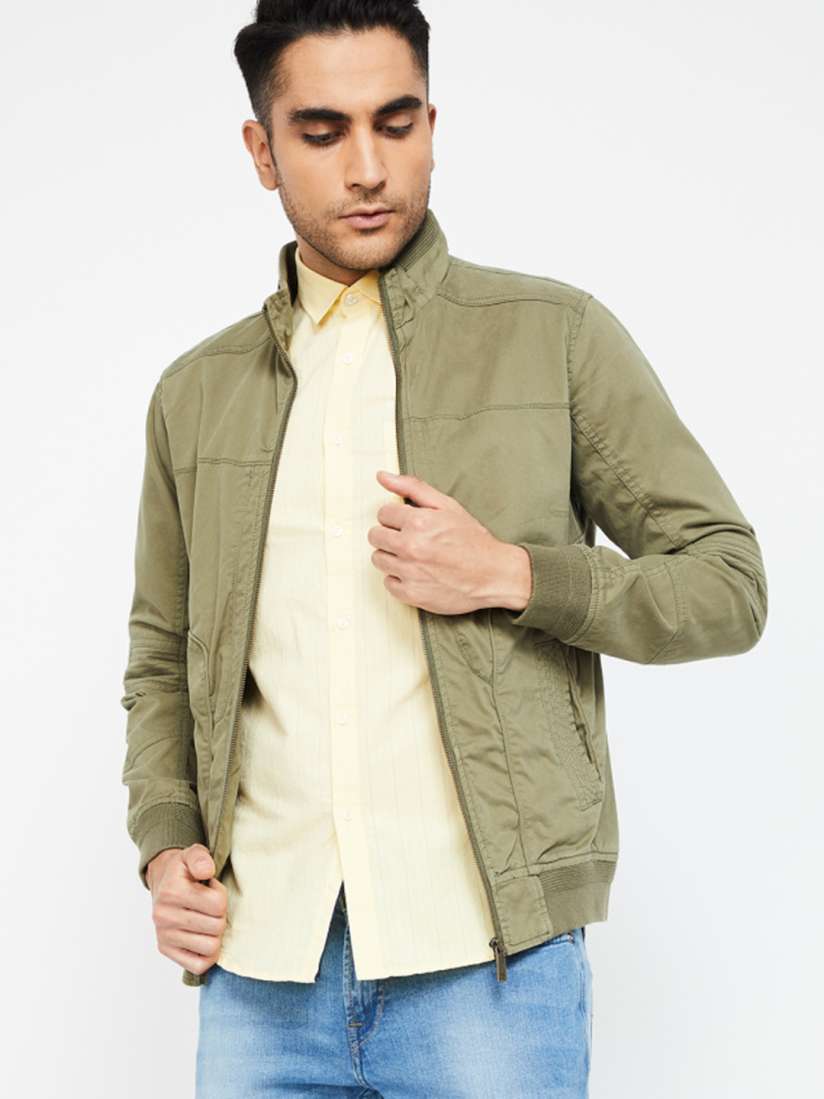Buy Bossini Men Olive Green Solid Bomber Jacket Jackets for Men 10063075 Myntra