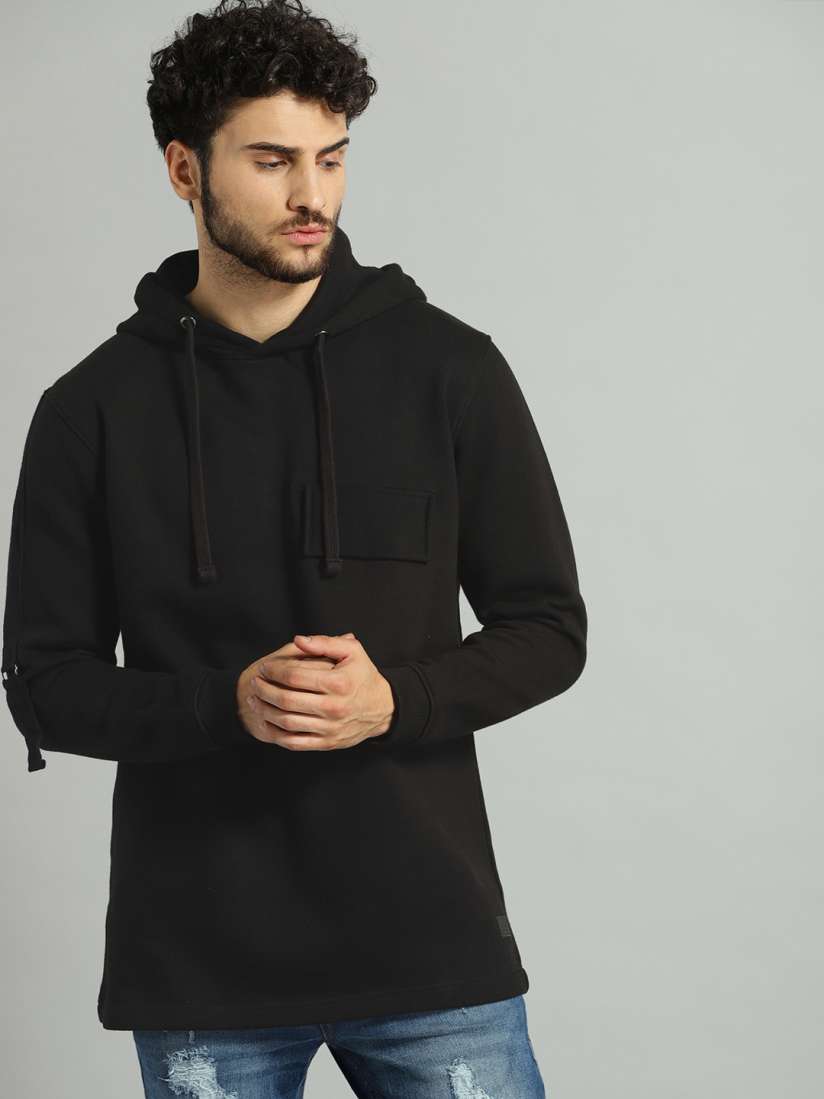 Buy The Roadster Lifestyle Co Men Black Solid Hooded Pullover Sweatshirt Sweatshirts for Men 10076401 Myntra