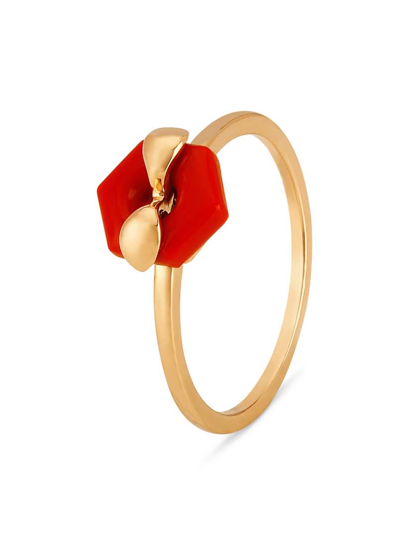 Buy Mia Multitaskers by Tanishq 14KT Yellow Gold Simulated Coral Finger Ring Ring Gold for Women 10079693 Myntra