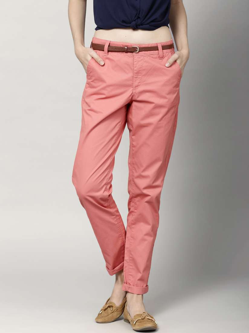 Buy Marks Spencer Coral Orange Casual Trousers Trousers for Women 1008243 Myntra