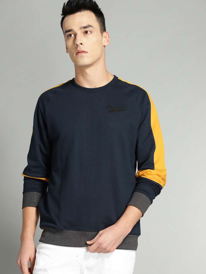 Buy The Roadster Lifestyle Co Men Navy Blue Solid Sweatshirt Sweatshirts for Men 10099671 Myntra