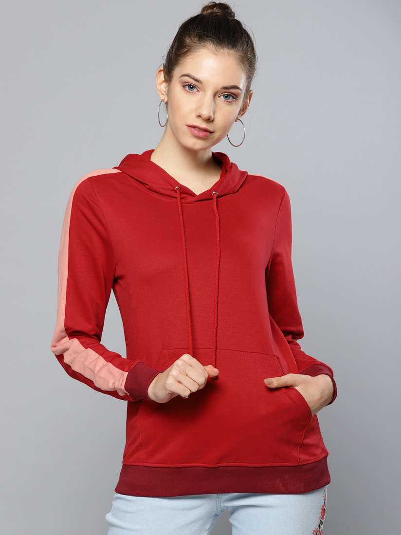 Buy Chemistry Women Red Solid Hooded Sweatshirt Sweatshirts for Women 10113991 Myntra
