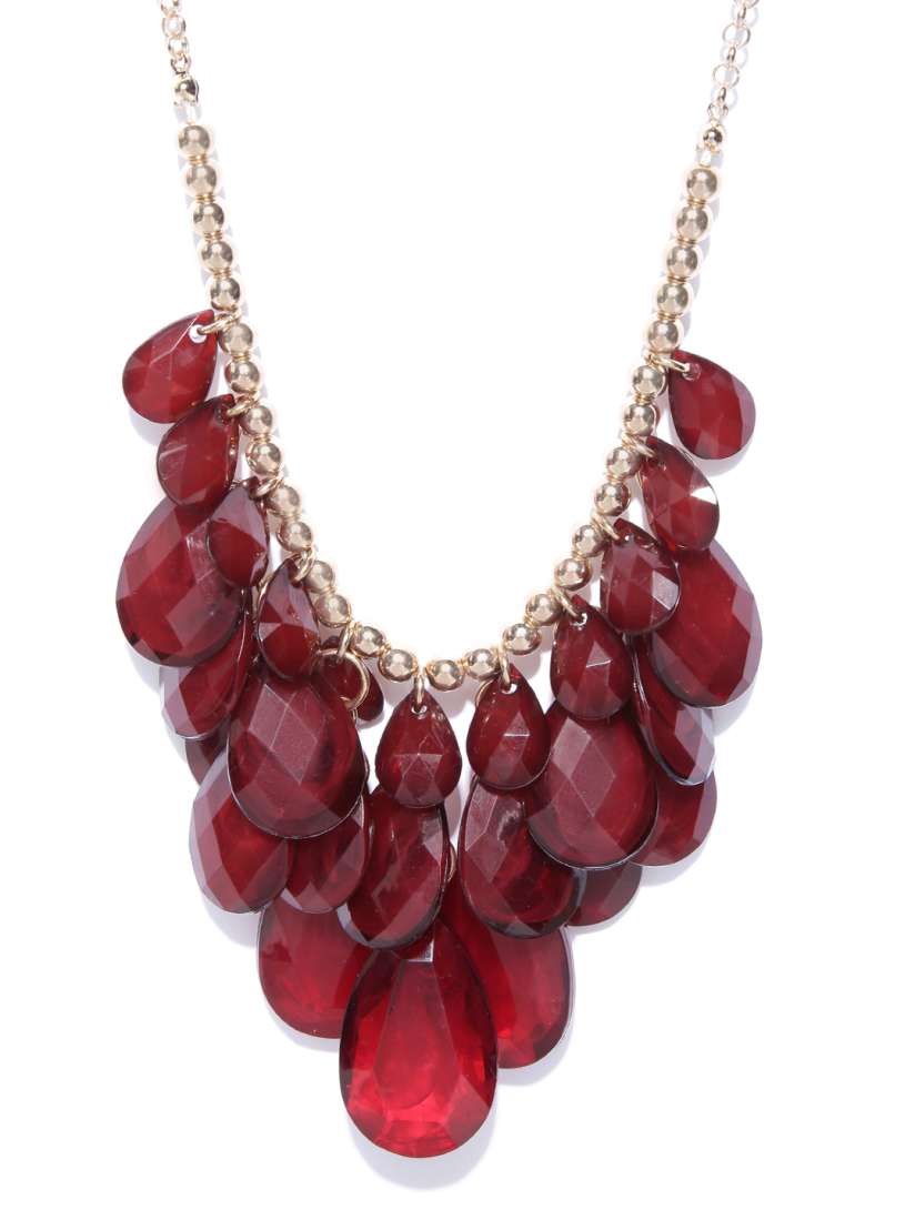 Buy DressBerry Maroon Beaded Statement Necklace Necklace and Chains for Women 10117477 Myntra