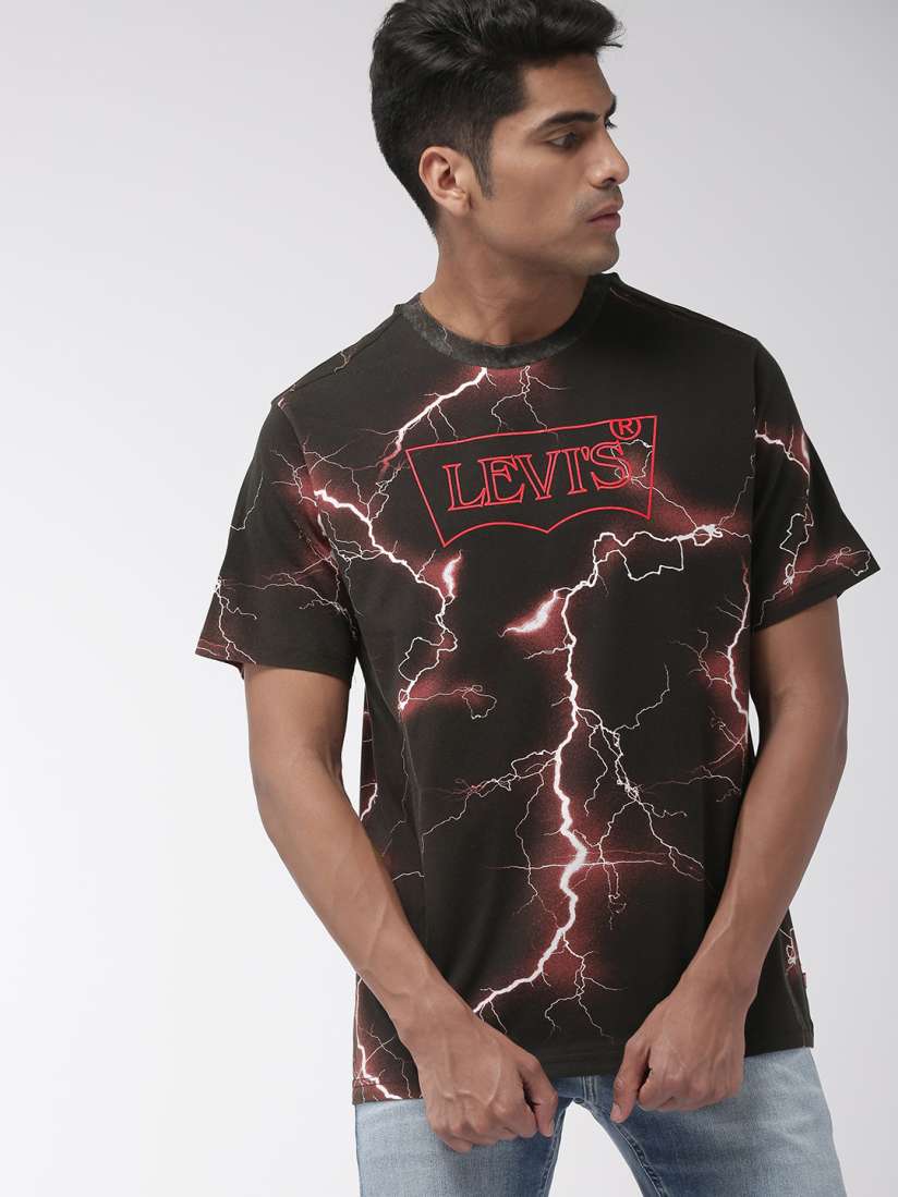 Buy Levis X Stranger Things Men Black Red Printed Round Neck T Shirt Tshirts for Men 10129335 Myntra