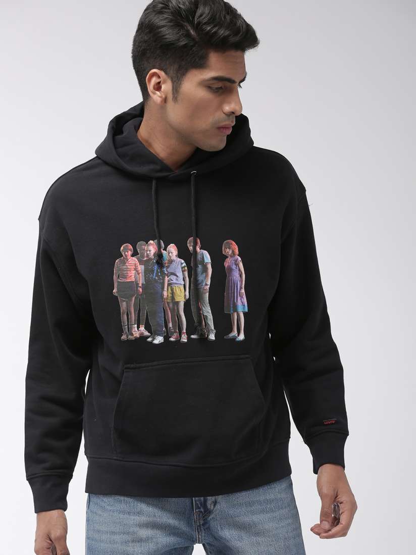 Buy Levis x Stranger Things Men Black Printed Hooded Sweatshirt Sweatshirts for Men 10129337 Myntra