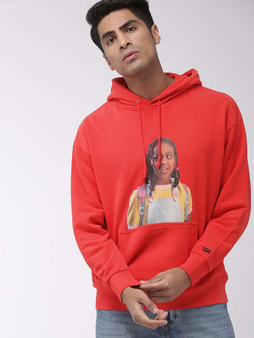 Buy Levis X Stranger Things Men Red Printed Hooded Sweatshirt Sweatshirts for Men 10129347 Myntra