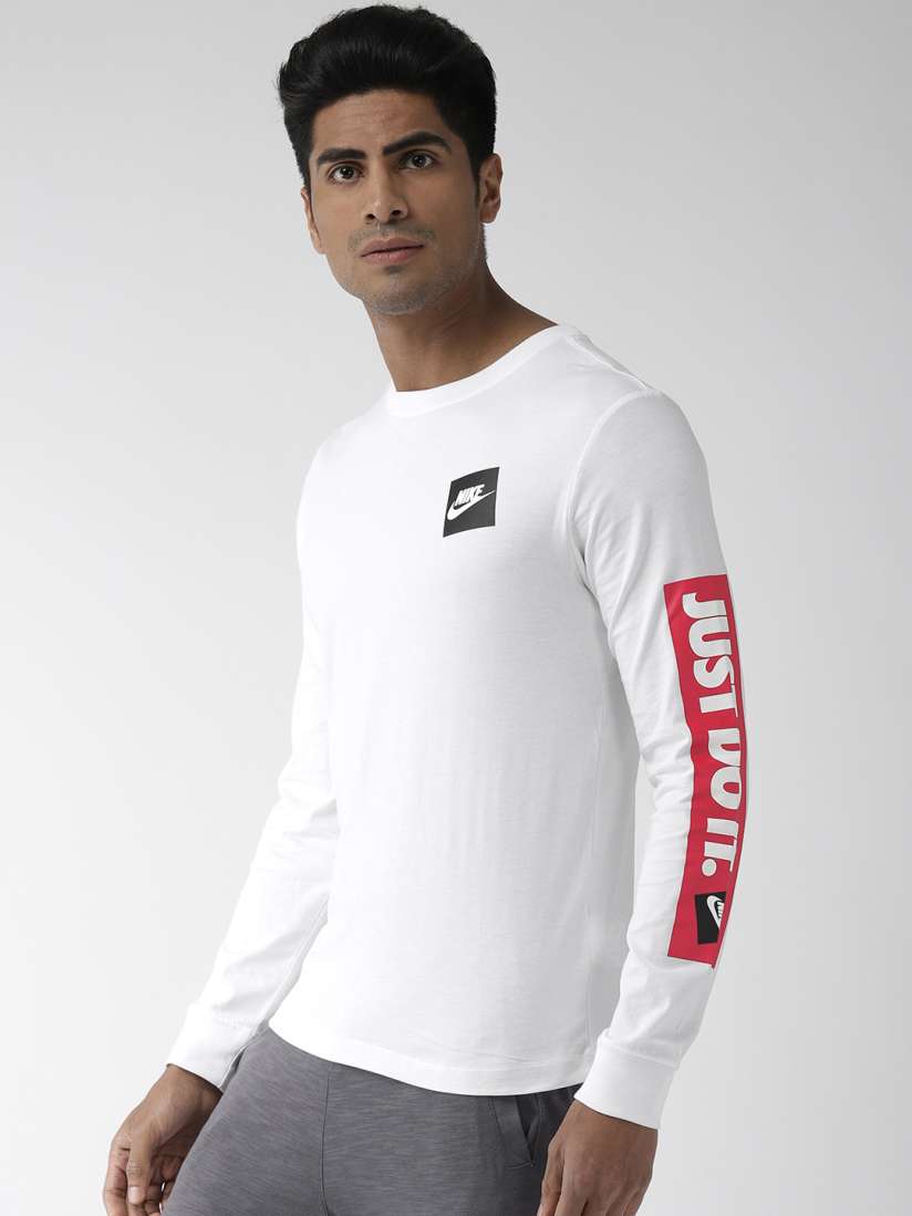 Buy Nike Men White Solid Standard Fit NSW LS TEE JDI BMPR Polo Collar Pure Cotton T shirt Tshirts for Men 10139259 Myntra