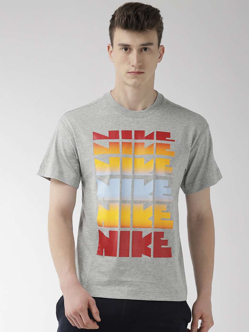 Buy Nike Men Grey Printed Loose Fit AS M NSW CLASSICS SS Round Neck Pure Cotton T shirt Tshirts for Men 10139277 Myntra