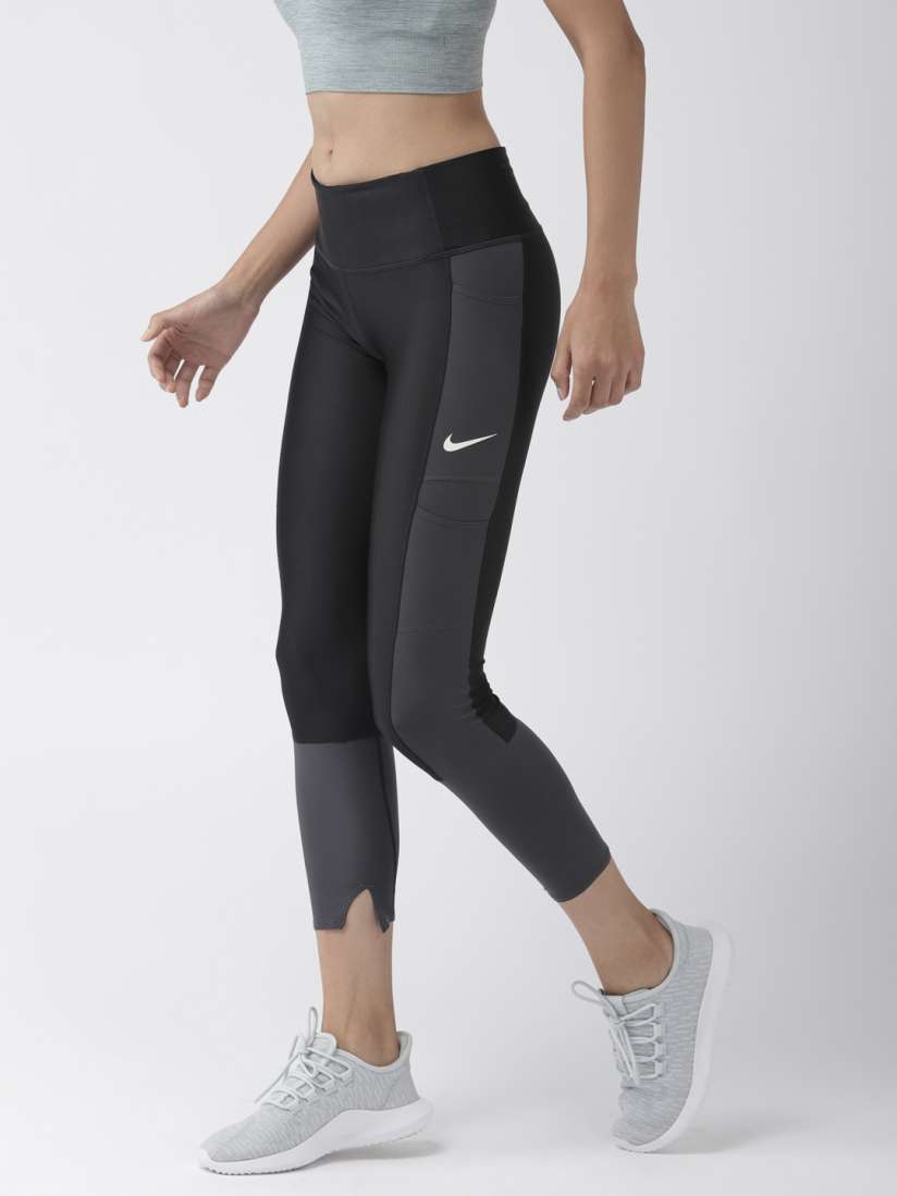 Buy Nike Women Black Grey Patterned DRI FIT 7 8 REBEL Running Tights Tights for Women 10139317 Myntra