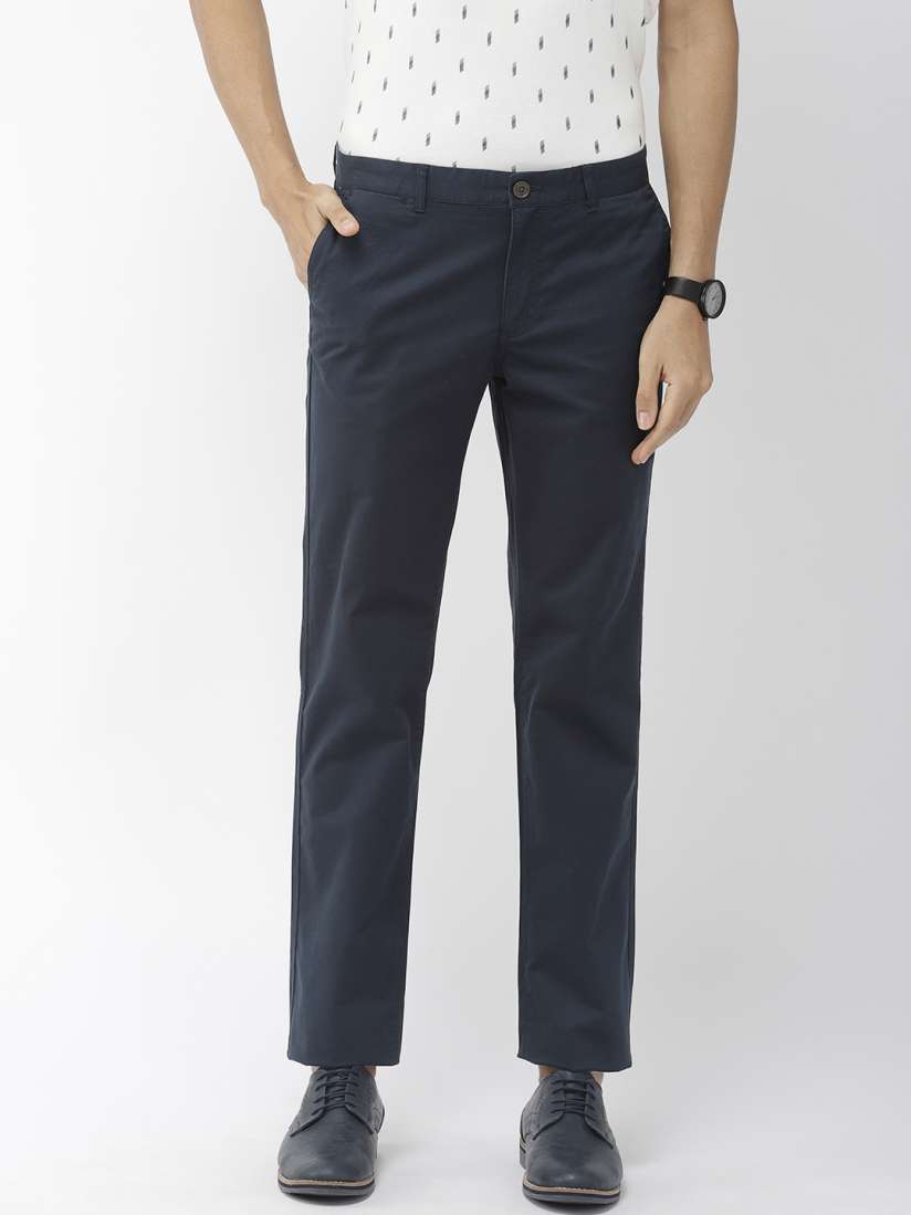 Buy Indian Terrain Men Blue Kansas Regular Fit Solid Regular Trousers Trousers for Men 10148917 Myntra