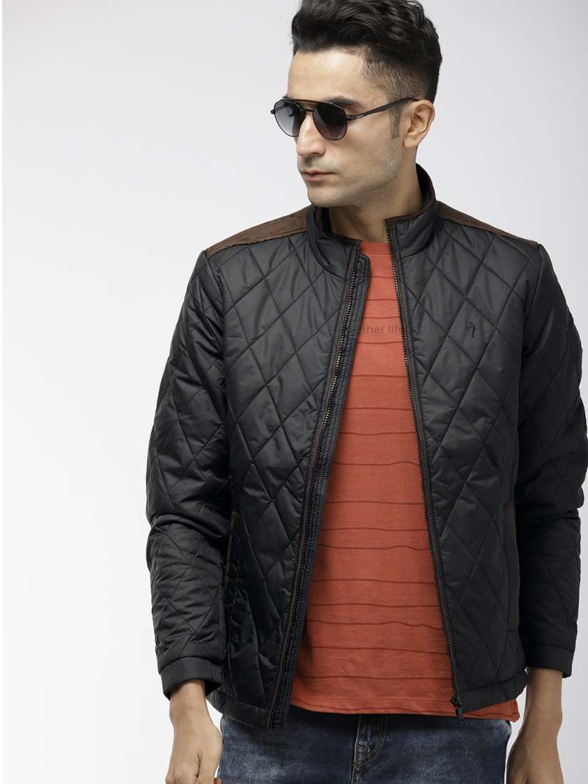 Buy Indian Terrain Men Black Solid Quilted Jacket Jackets for Men 10161419 Myntra