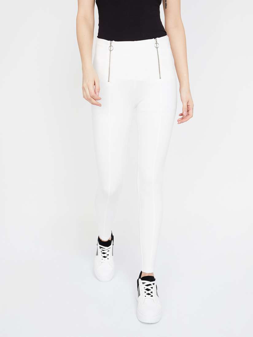 Buy Ginger by Lifestyle Women White Solid Skinny Fit Treggings Jeggings for Women 10170489 Myntra
