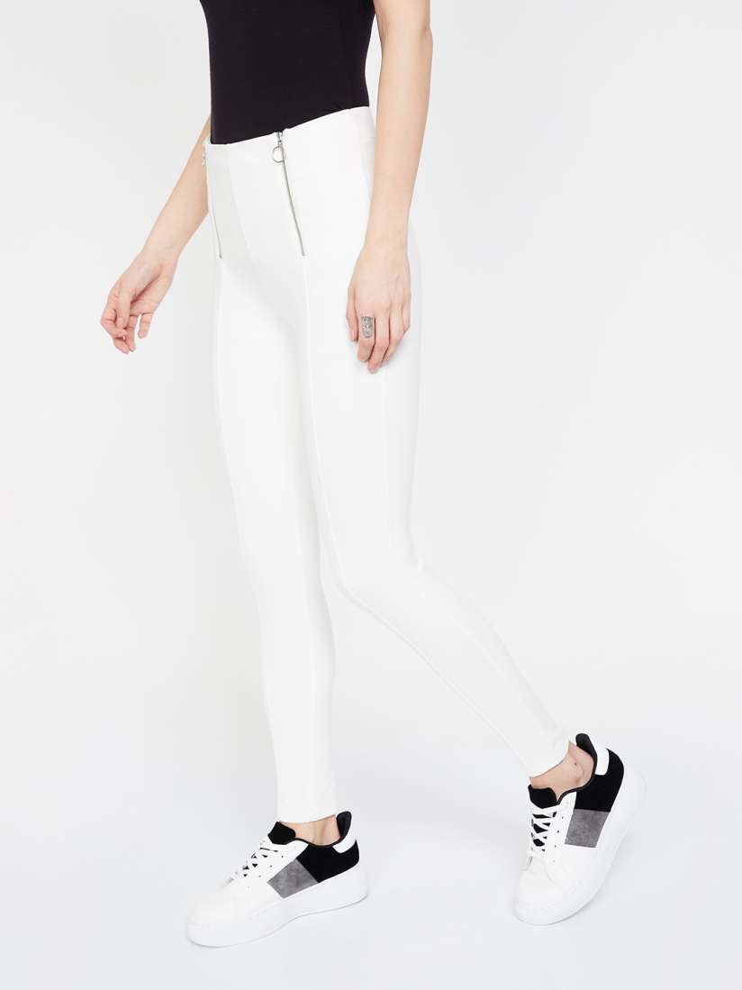 Buy Ginger by Lifestyle Women White Solid Skinny Fit Treggings Jeggings for Women 10170489 Myntra