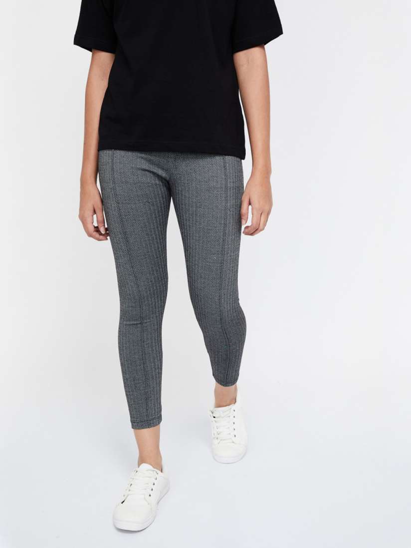 Buy Ginger by Lifestyle Women Black Grey Self Design Skinny Fit Treggings Jeggings for Women 10170719 Myntra