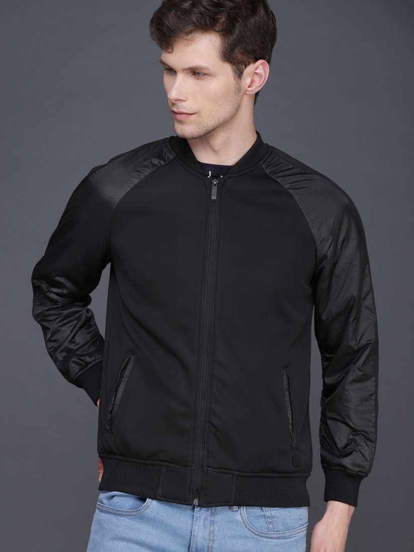 Buy WROGN Men Black Slim Fit Solid Bomber Jacket Jackets for Men 10187167 Myntra