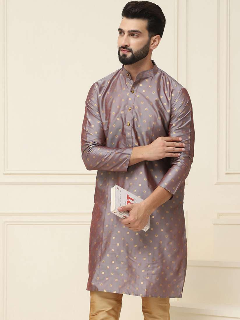 Buy SOJANYA Men Grey Woven Design Straight Kurta Kurtas for Men 10202283 Myntra
