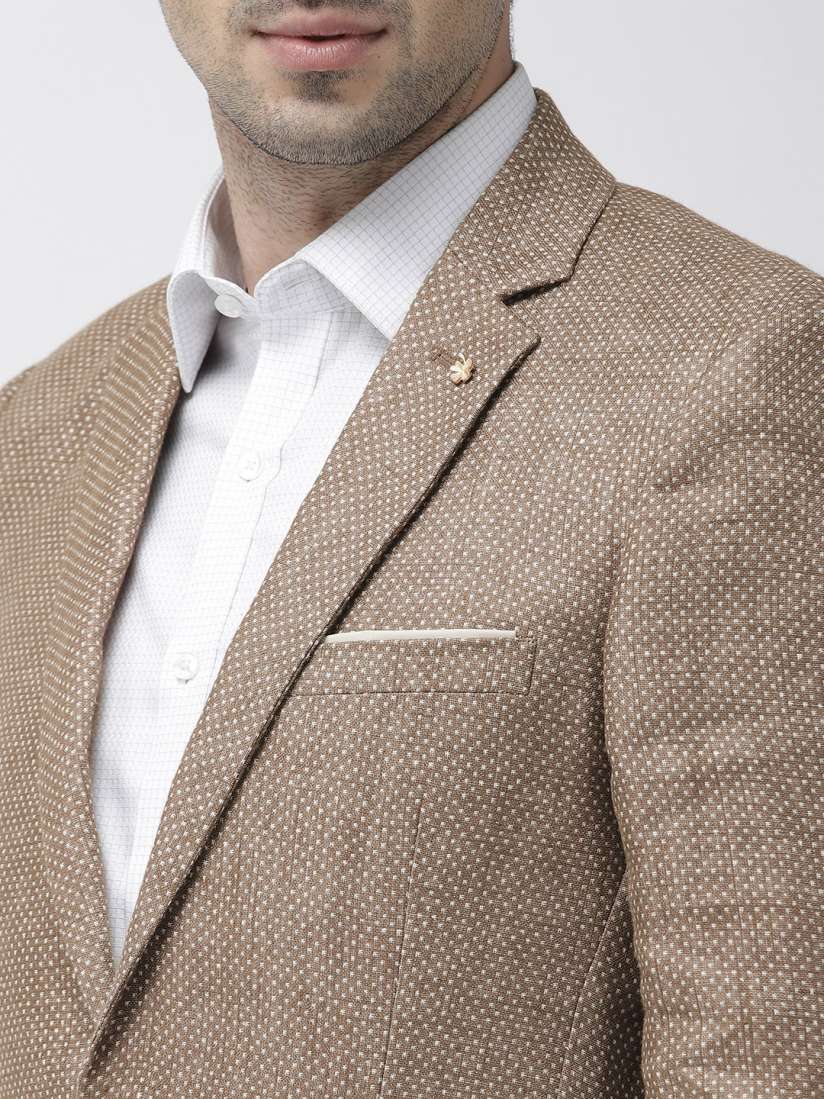 Buy Raymond Men Khaki Self Design Slim Fit Single Breasted Smart Casual Linen Blazer Blazers for Men 10217125 Myntra