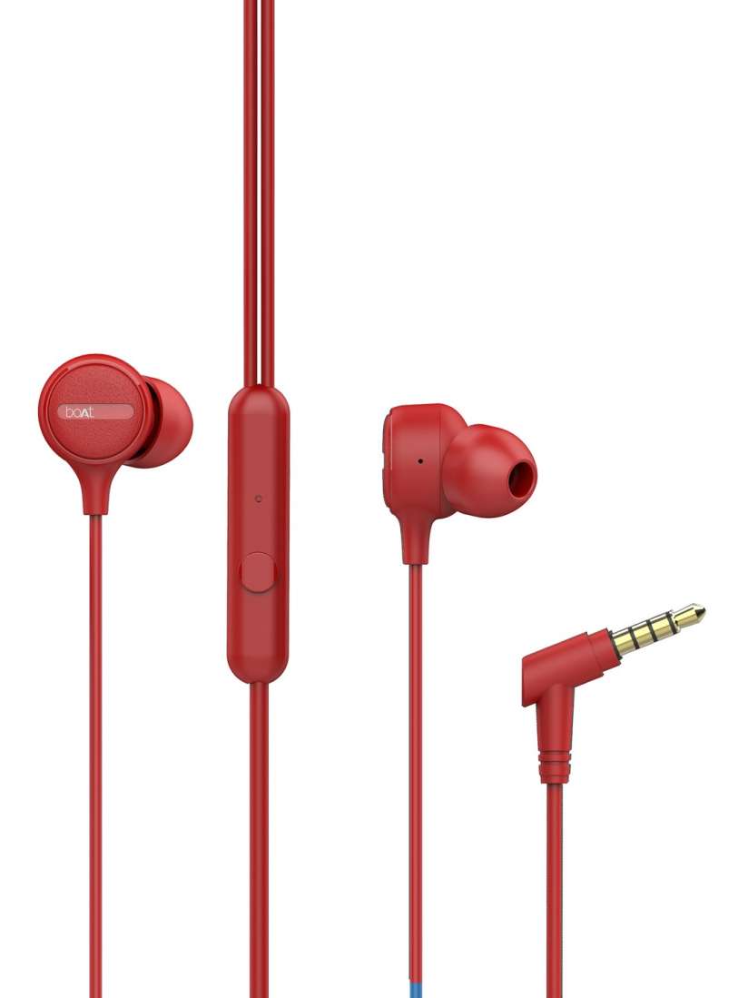 Buy boAt BassHeads 103 Red Wired Earphones with Super Extra Bass Integrated Controls Mic Headphones for Unisex 10217773 Myntra