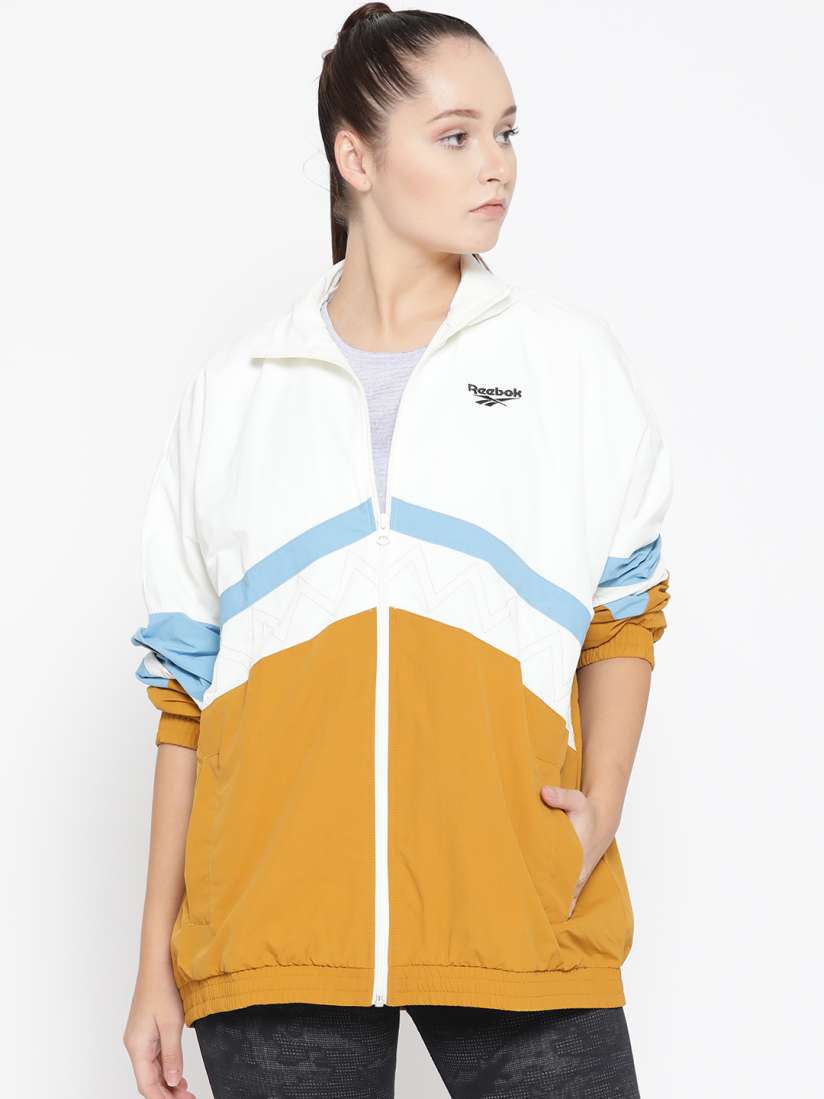 Buy Reebok Classic Women Off White Mustard Yellow Gigi Hadid Colourblocked Track Jacket Jackets for Women 10231537 Myntra