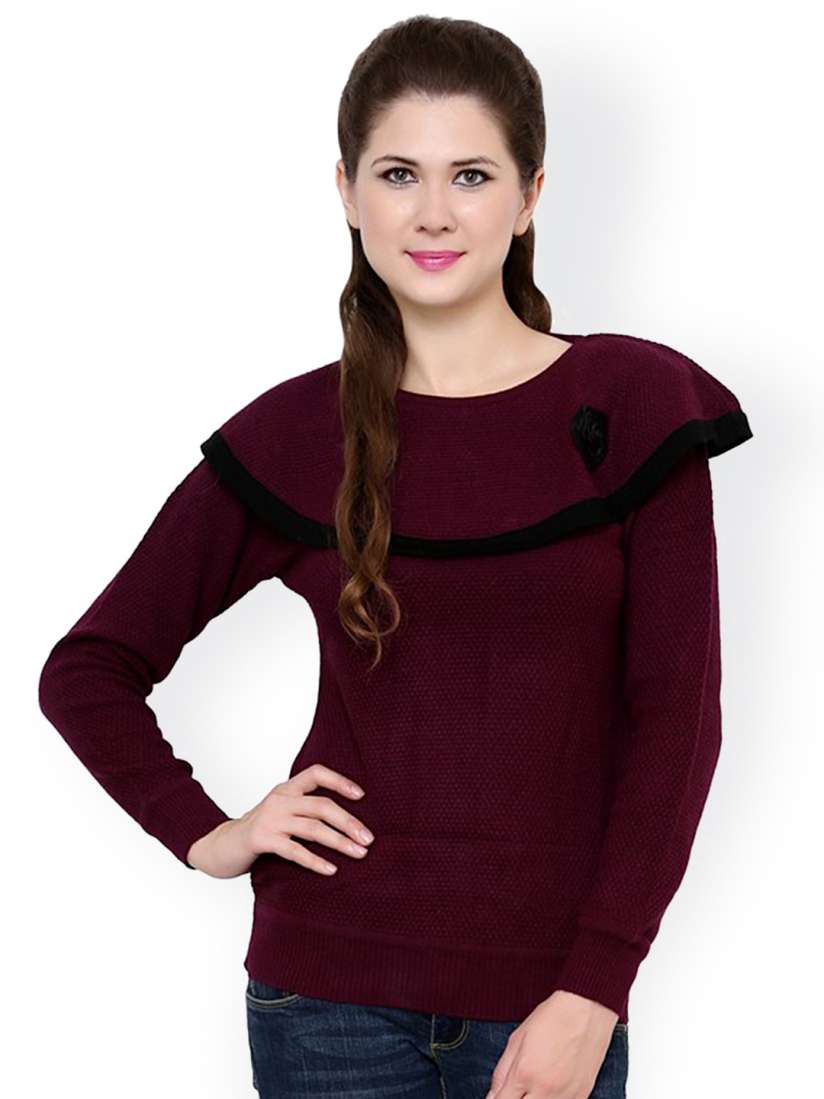 Buy Renka Burgundy Sweater Sweaters for Women 1024244 Myntra