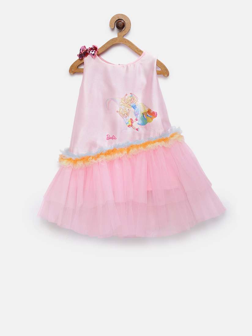 Buy Barbie by Many Frocks Girls Pink Printed Drop Waist Dress Dresses for Girls 10247441 Myntra