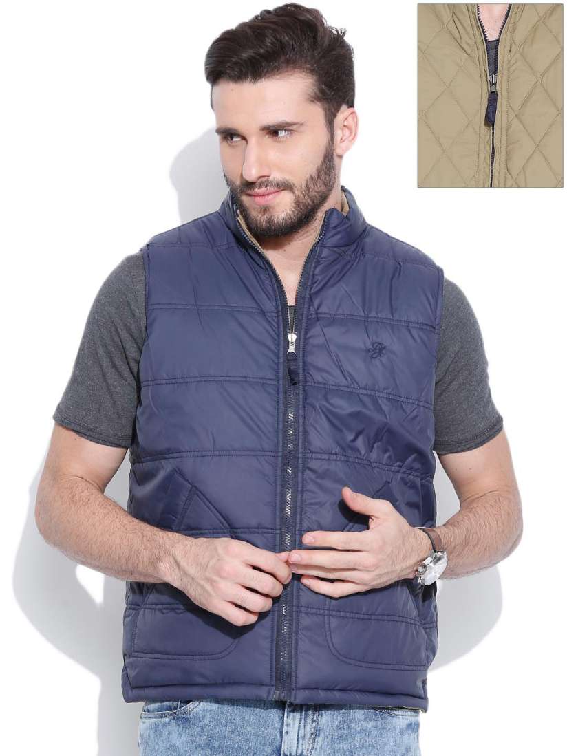 Buy Duke Blue Beige Sleeveless Reversible Jacket Jackets for Men 1025342 Myntra