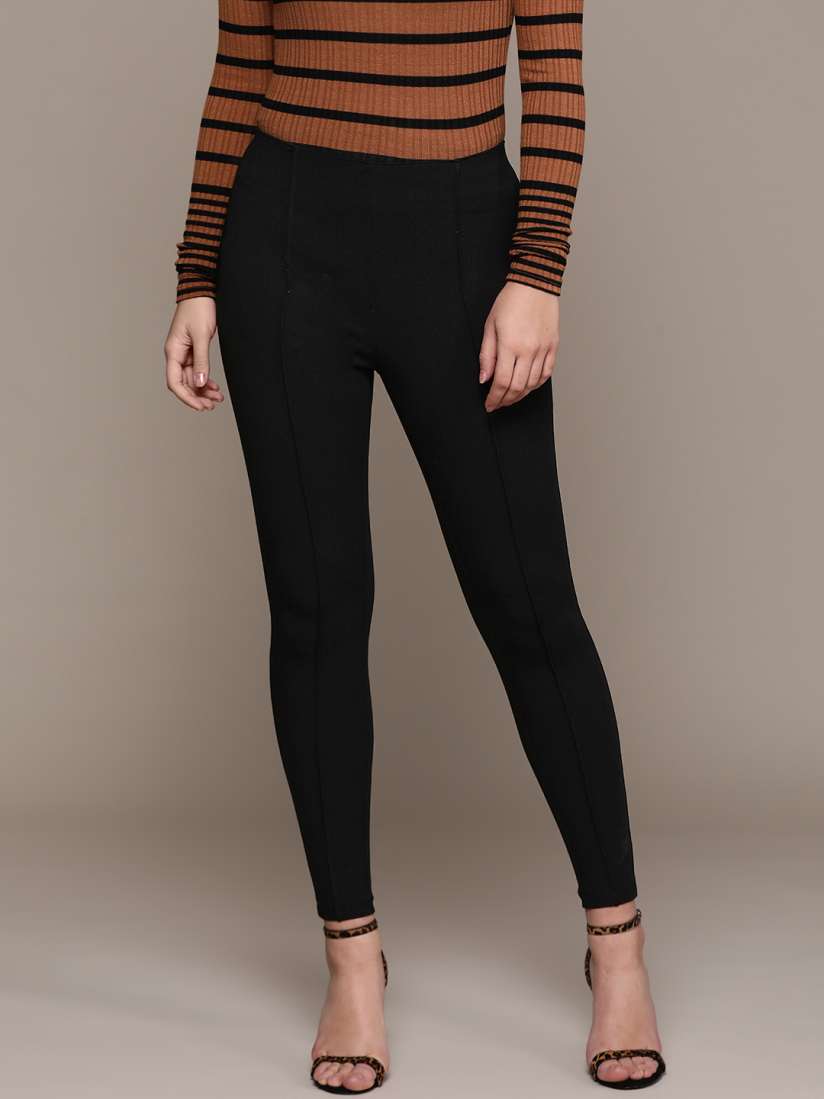Buy MANGO Women Black Skinny Fit Solid Cropped Treggings Jeggings for Women 10258707 Myntra