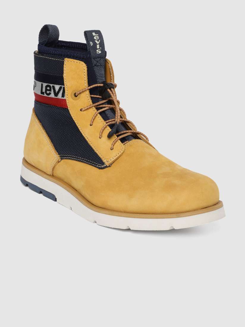 Buy Levis Men Yellow Solid High Top Leather Flat Boots Casual Shoes for Men 10266781 Myntra