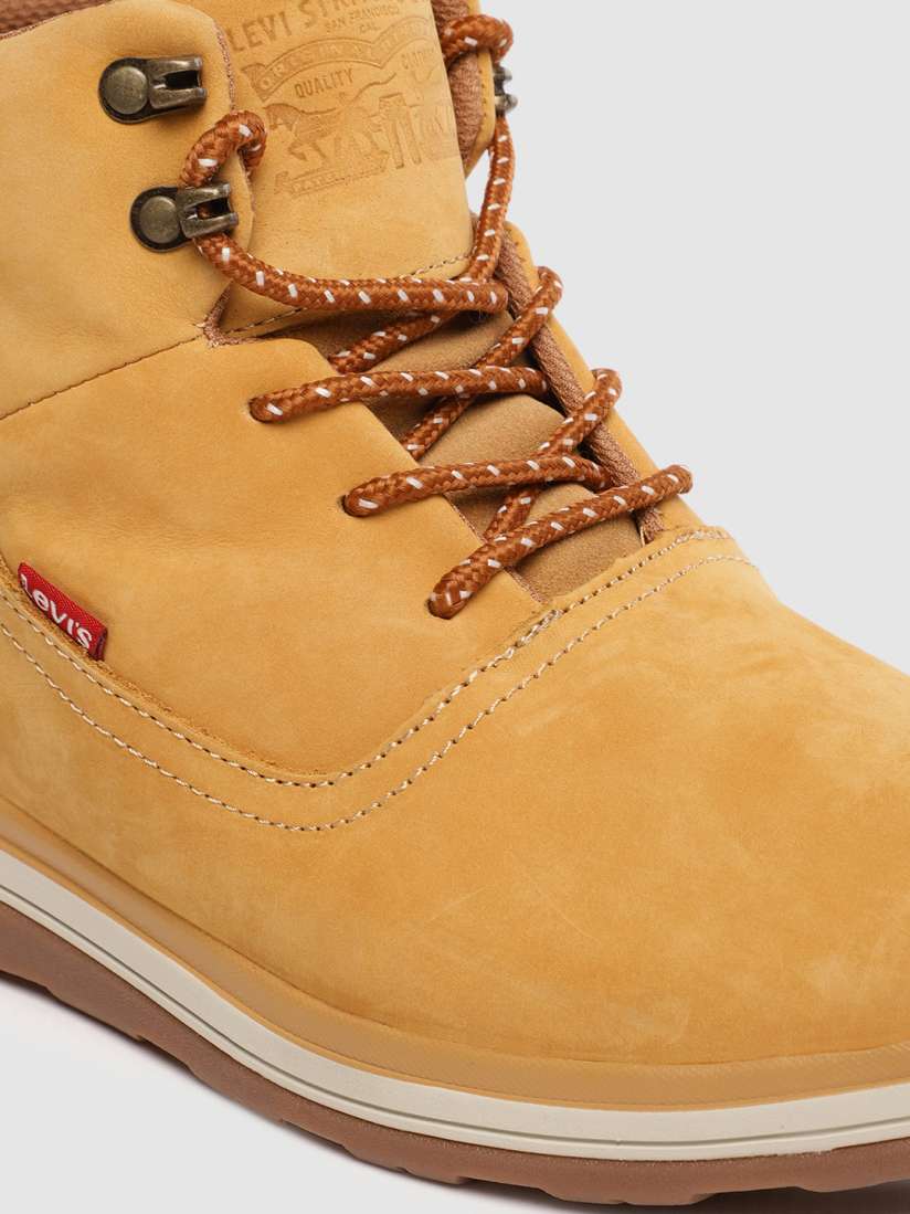 Buy Levis Men Yellow Solid Leather Mid Top Flat Boots Casual Shoes for Men 10266893 Myntra