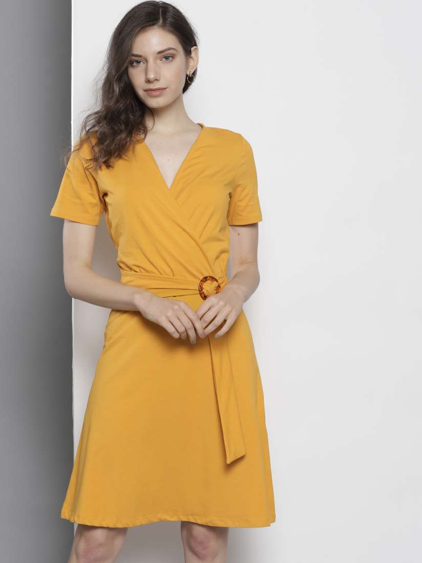 Buy DOROTHY PERKINS Women Mustard Yellow Wrap Dress Dresses for Women 10269811 Myntra