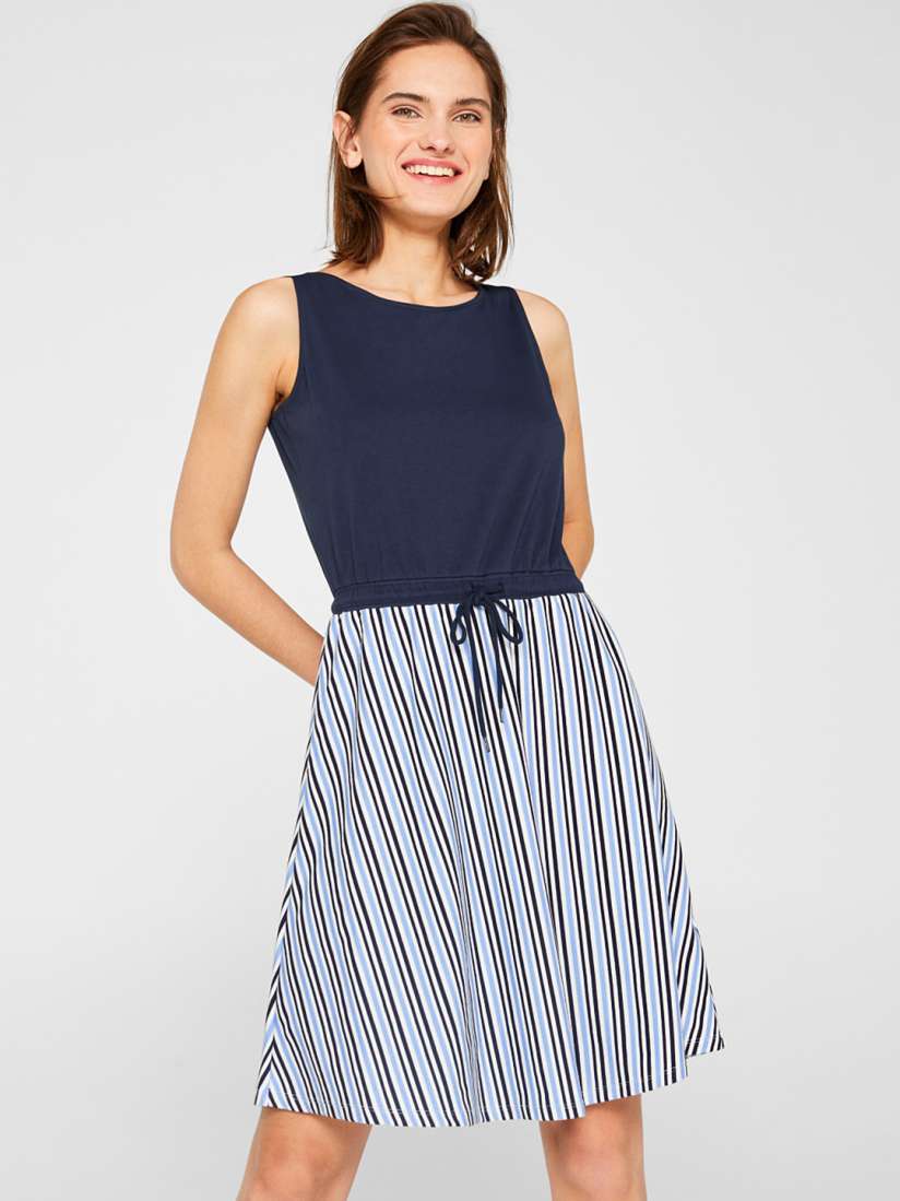 Buy ESPRIT Women Navy Blue White Striped A Line Dress Dresses for Women 10269877 Myntra