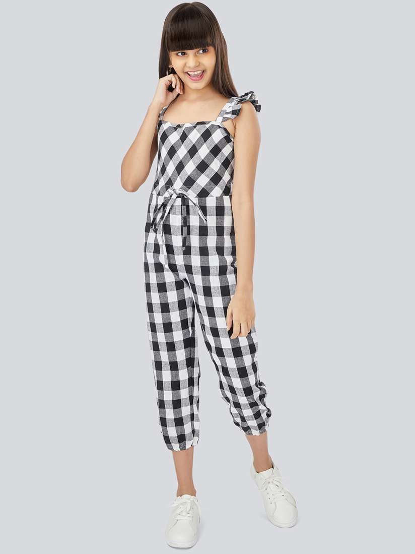 Buy Olele Girls Black White Self Design Basic Jumpsuit Jumpsuit for Girls 10294887 Myntra