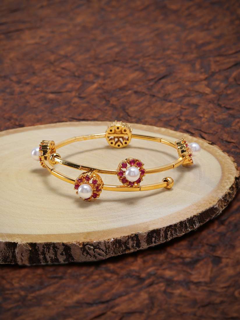 Buy Zaveri Pearls Gold Toned Cubic Zirconia Pearls Studded Wrap Around Bracelet Bracelet for Women 10296601 Myntra
