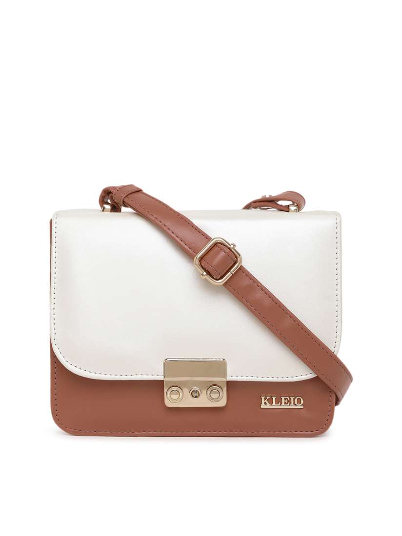 Buy KLEIO Women Brown White Colourblocked Sling Bag Handbags for Women 10300345 Myntra