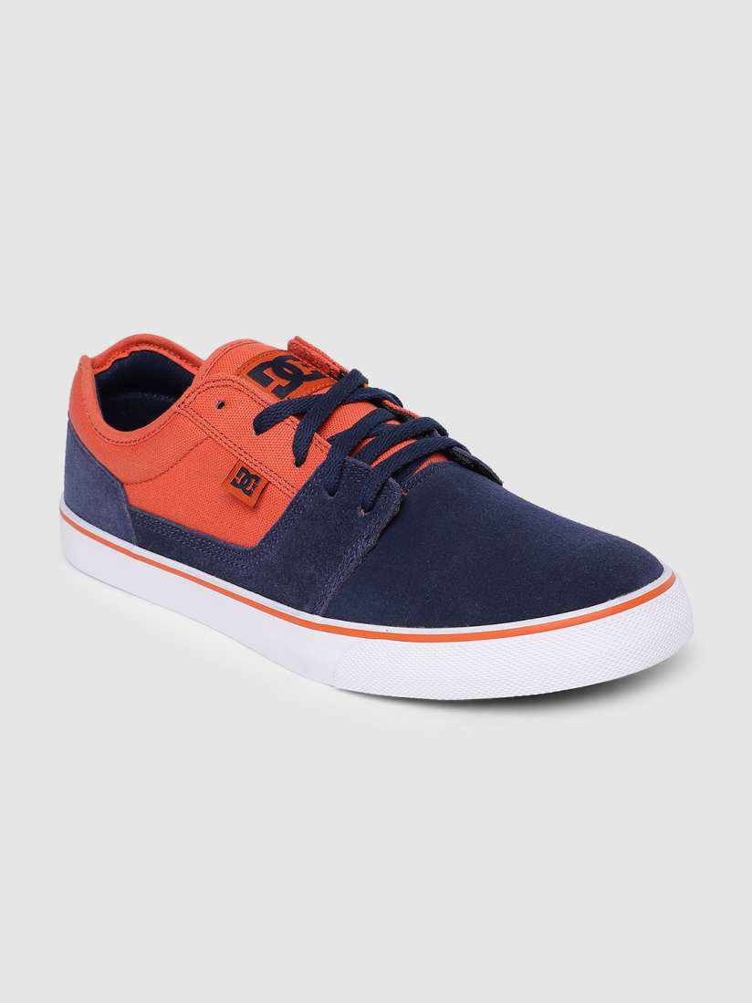 Buy DC Men Navy Blue Orange Suede Colourblocked Sneakers Casual Shoes for Men 10312985 Myntra