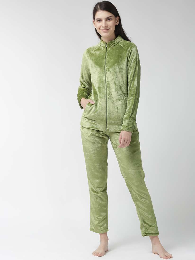 Buy MADAME M SECRET Women Green Solid Winter Night Suit S9W30603 014 Night suits for Women 10316605 Myntra