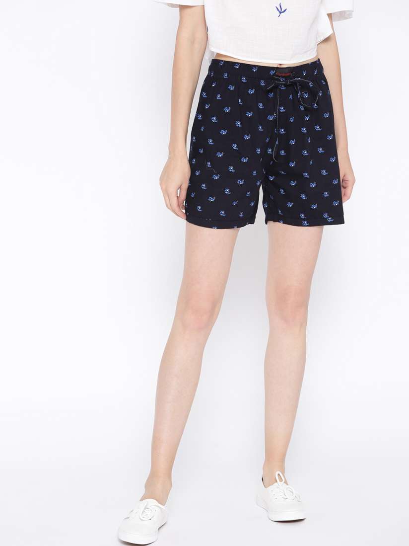 Buy FLAMBOYANT Women Blue Printed Regular Fit Shorts Shorts for Women 10317321 Myntra