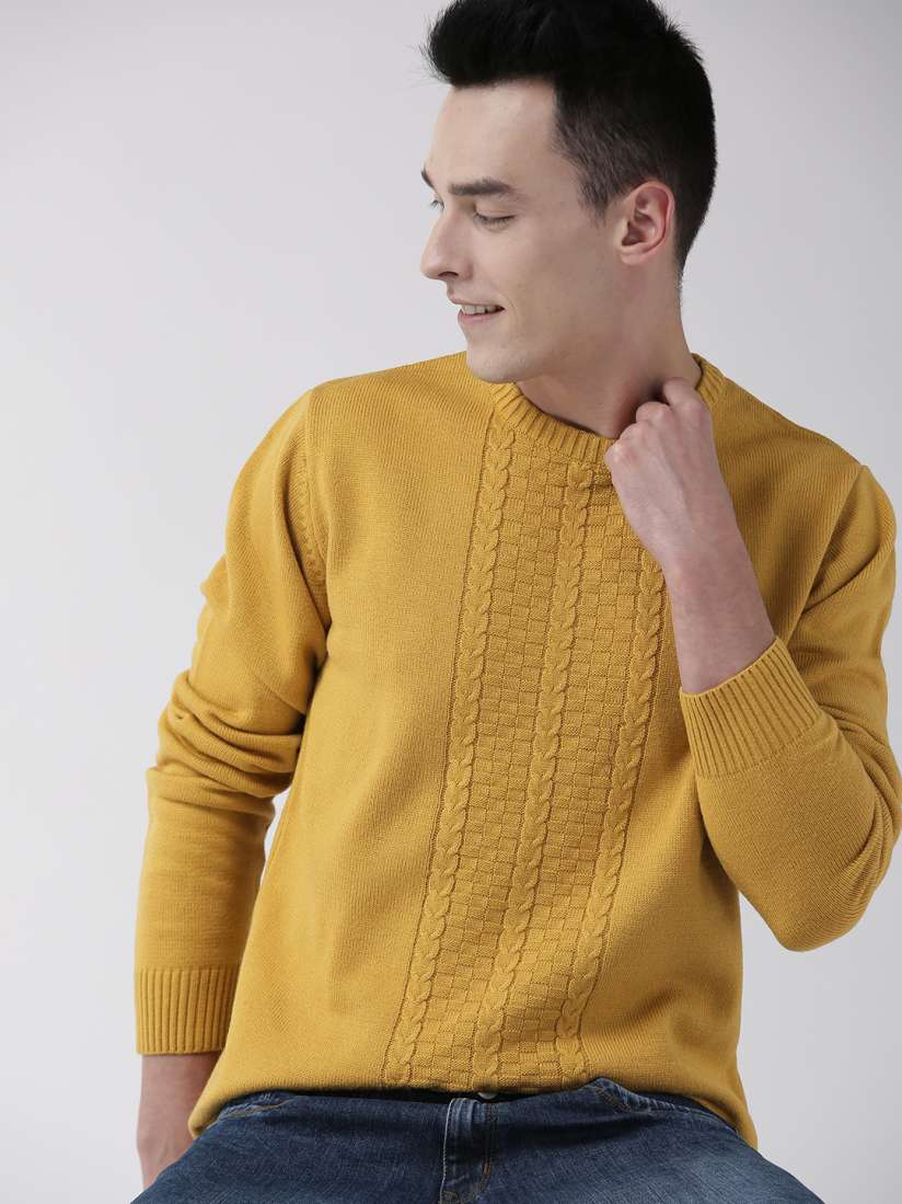 Yellow knit sweater mens sale