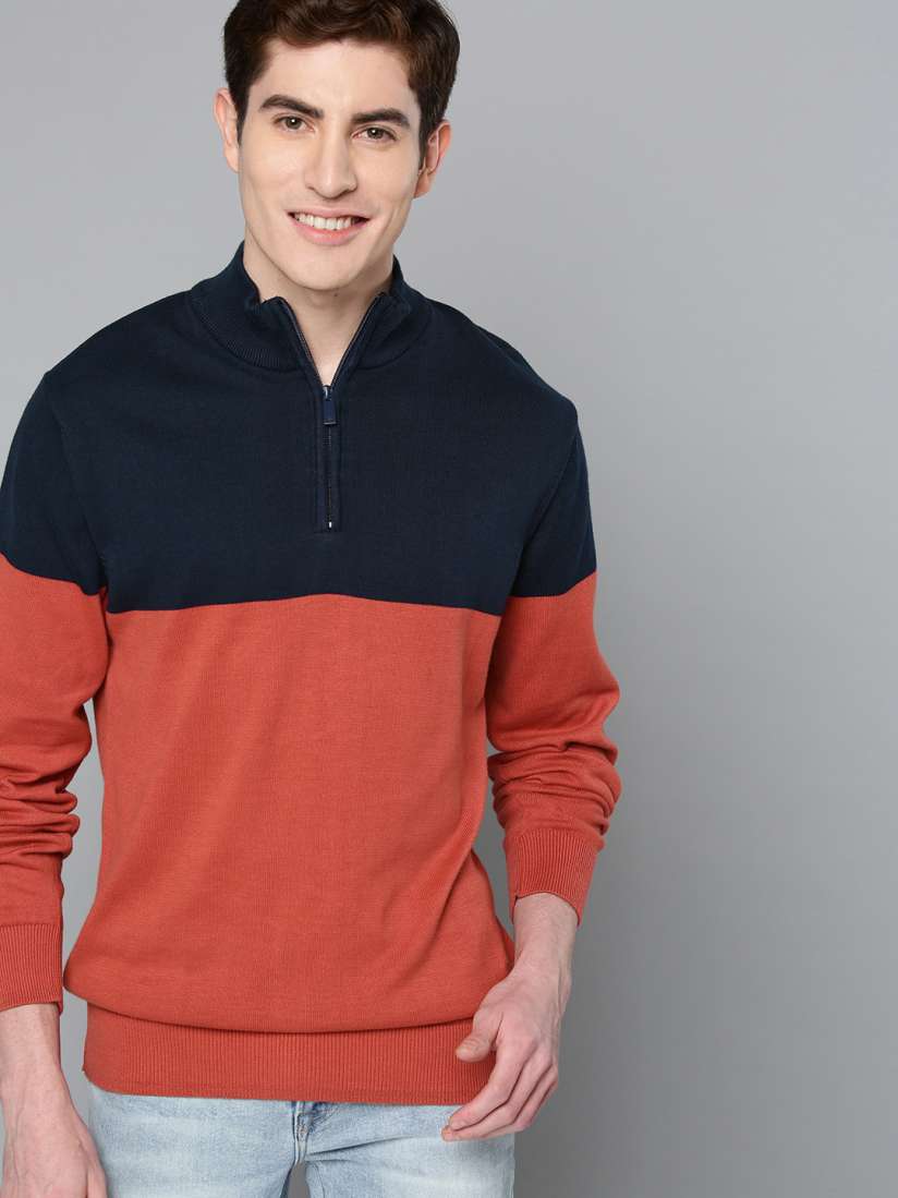 Orange and navy sweater top