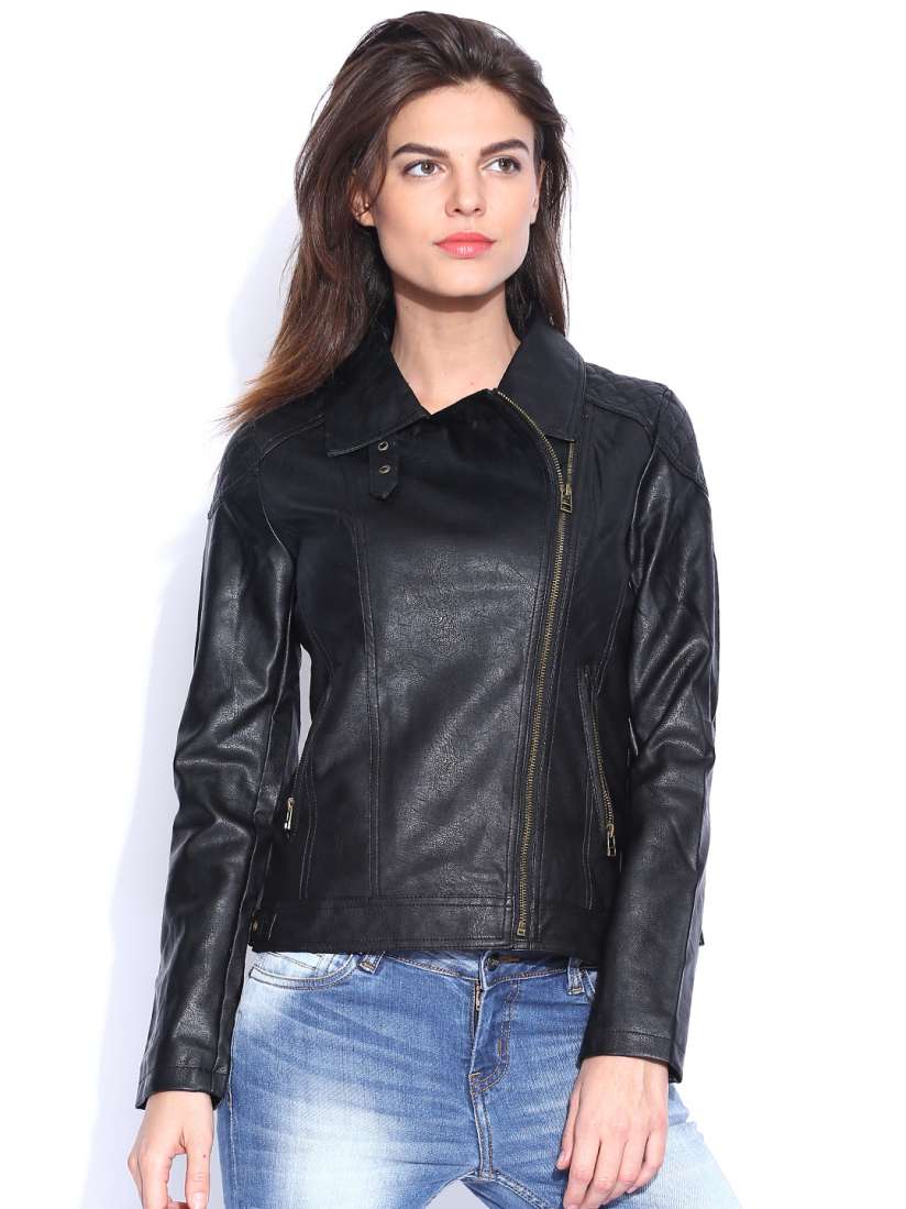 Buy U.S. Polo Assn. Women Black Biker Jacket Jackets for Women 1032394 Myntra