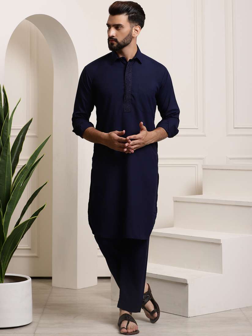 Myntra navy blue kurta online