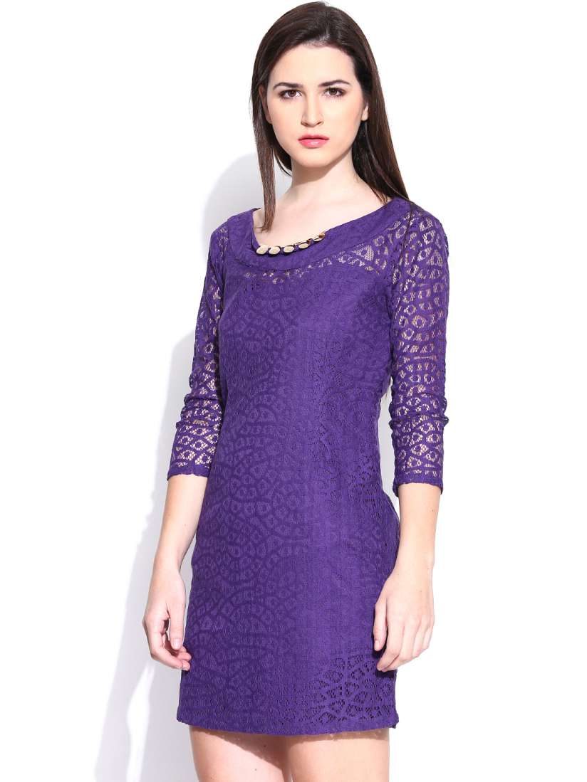 Buy Latin Quarters Purple Lace Shift Dress Dresses for Women 1033578 Myntra