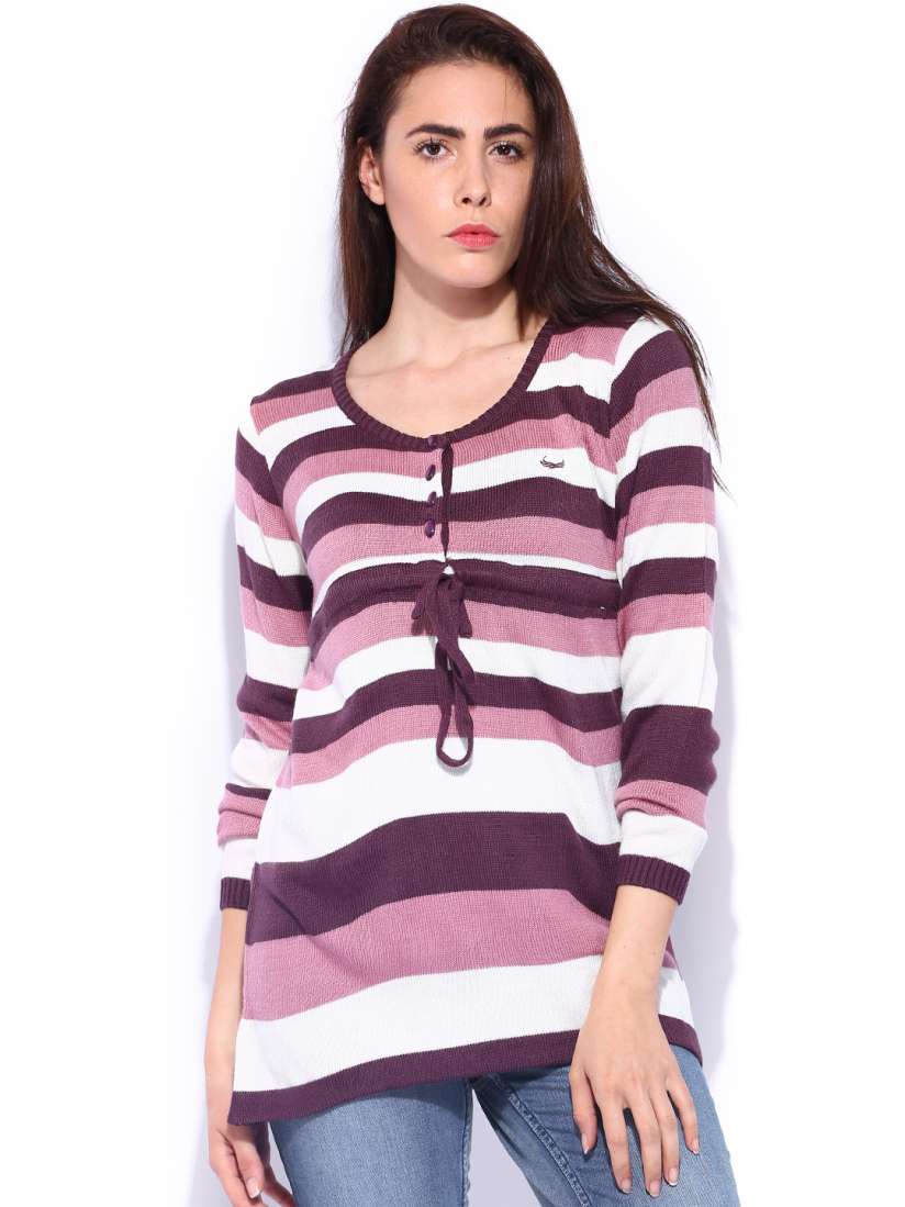 Buy Flying Machine Purple Off White Sweater Sweaters for Women 1033986 Myntra