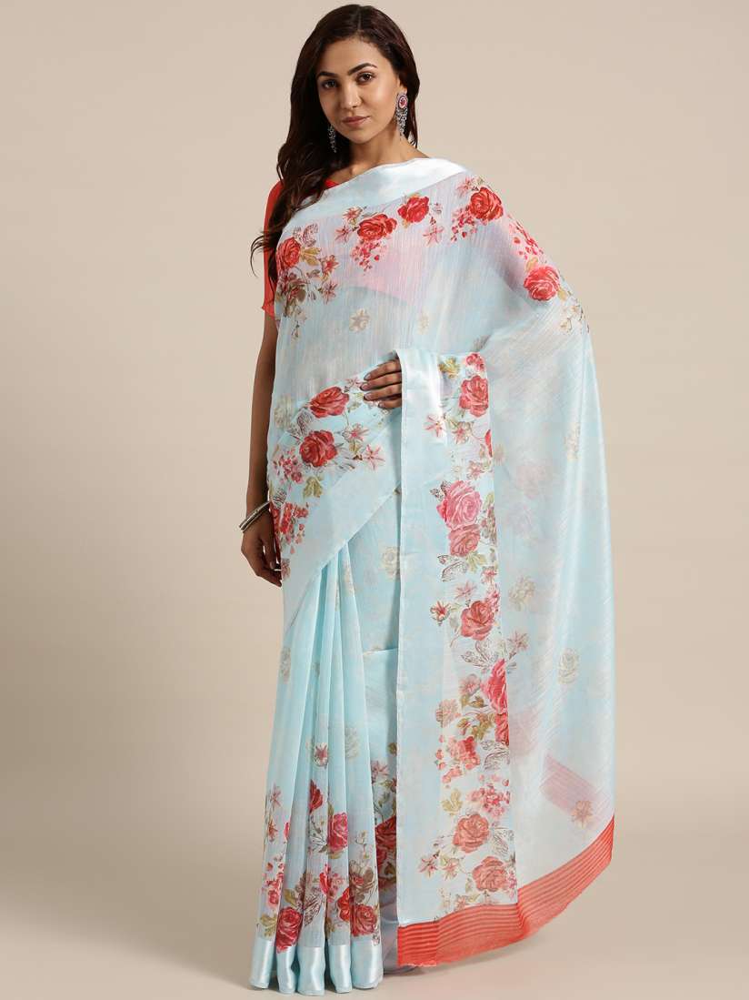 Saree mall blue and pink embroidered on sale