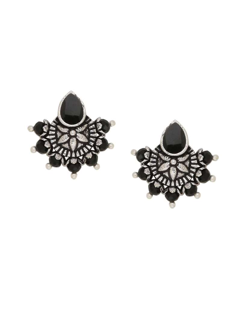 Buy Voylla Oxidised Silver Plated Black Contemporary Studs Earrings for Women 10347025 Myntra