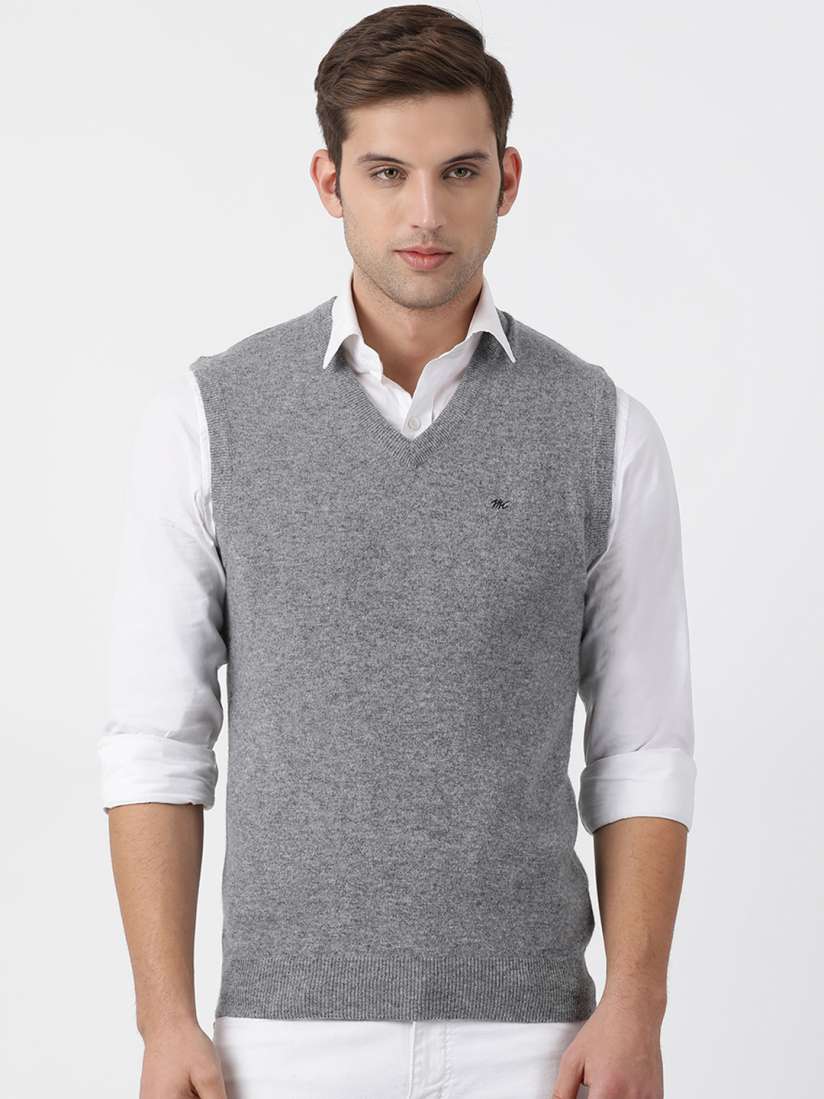 Buy Monte Carlo Men Grey Solid Woollen Sweater Vest Sweaters for Men 10348469 Myntra
