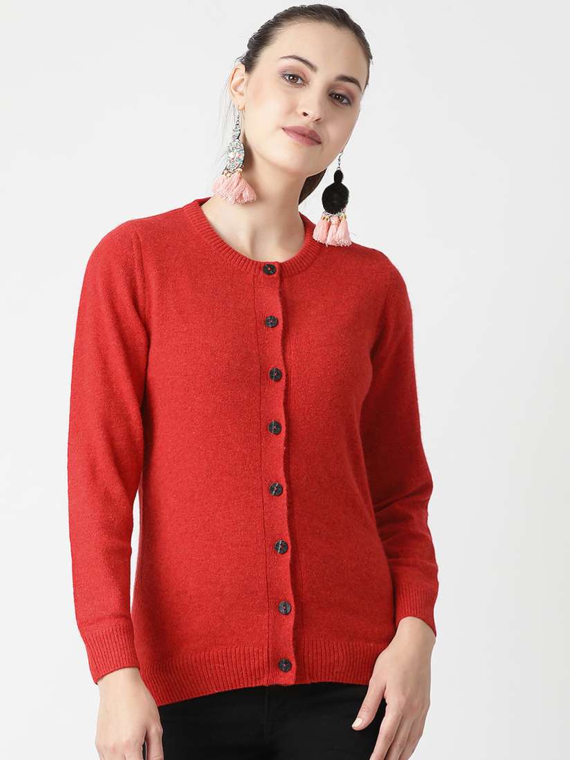 Buy Monte Carlo Women Red Solid Cardigan Sweater Sweaters for Women 10349451 Myntra